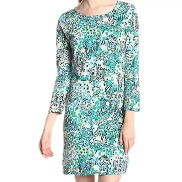 Lilly Pulitzer Teal Aqua Cream Corine Dress Sea Oat Everglades - Picture 13 of 14